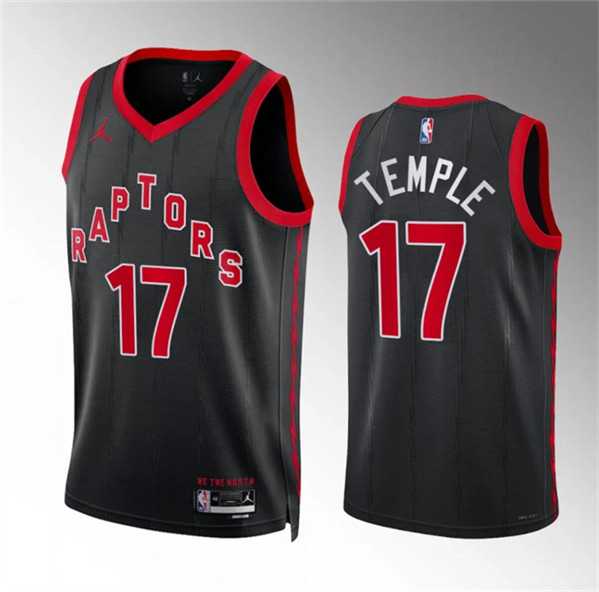 Men%27s Toronto Raptors #17 Garrett Temple Black Statement Edition Stitched Basketball Jersey Dzhi